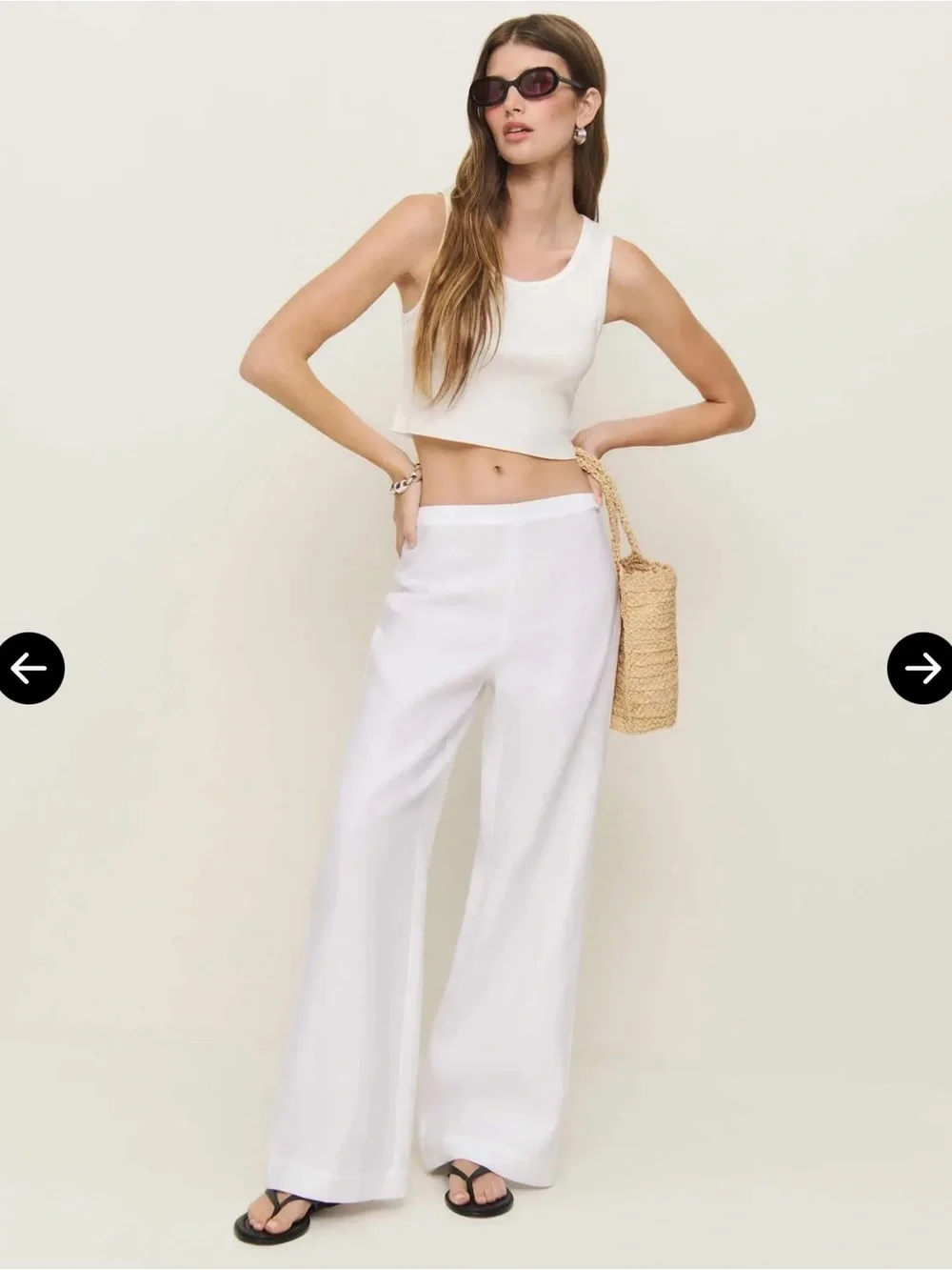 Reformation White Petites Hallie Linen Pants